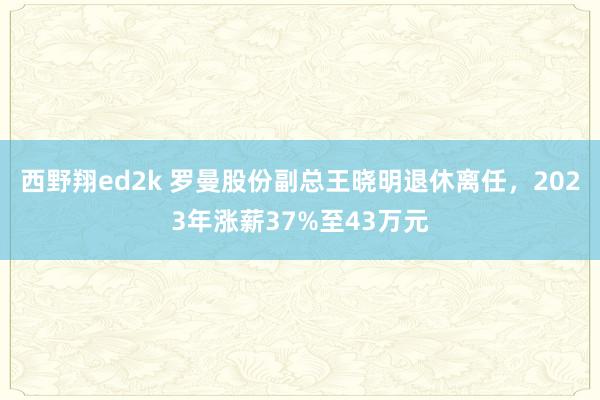 西野翔ed2k 罗曼股份副总王晓明退休离任，2023年涨薪37%至43万元