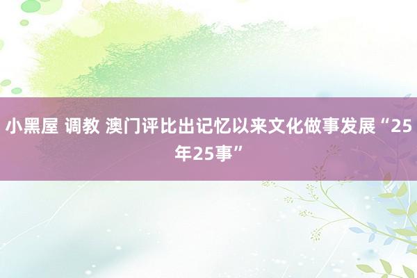 小黑屋 调教 澳门评比出记忆以来文化做事发展“25年25事”
