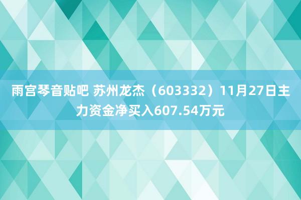 雨宫琴音贴吧 苏州龙杰（603332）11月27日主力资金净买入607.54万元
