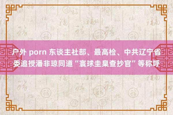 户外 porn 东谈主社部、最高检、中共辽宁省委追授潘非琼同道“寰球圭臬查抄官”等称呼