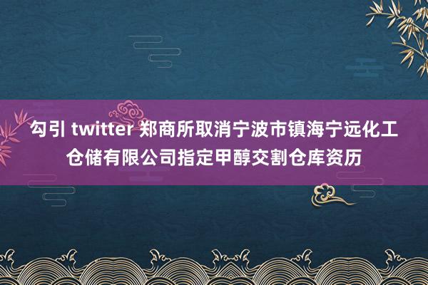 勾引 twitter 郑商所取消宁波市镇海宁远化工仓储有限公司指定甲醇交割仓库资历