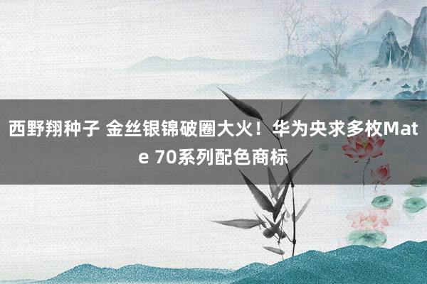 西野翔种子 金丝银锦破圈大火！华为央求多枚Mate 70系列配色商标