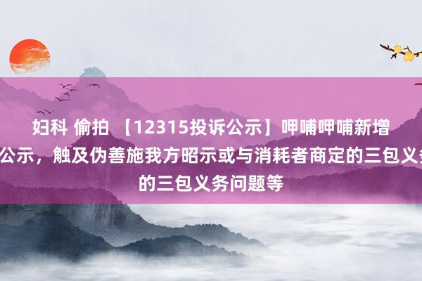 妇科 偷拍 【12315投诉公示】呷哺呷哺新增4件投诉公示，触及伪善施我方昭示或与消耗者商定的三包义务问题等