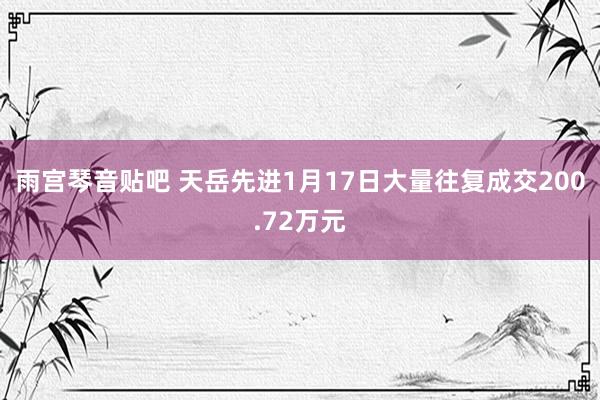 雨宫琴音贴吧 天岳先进1月17日大量往复成交200.72万元