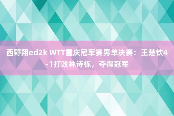 西野翔ed2k WTT重庆冠军赛男单决赛：王楚钦4-1打败林诗栋，夺得冠军
