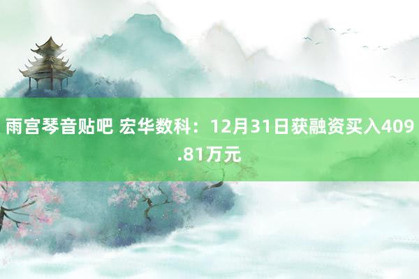 雨宫琴音贴吧 宏华数科：12月31日获融资买入409.81万元