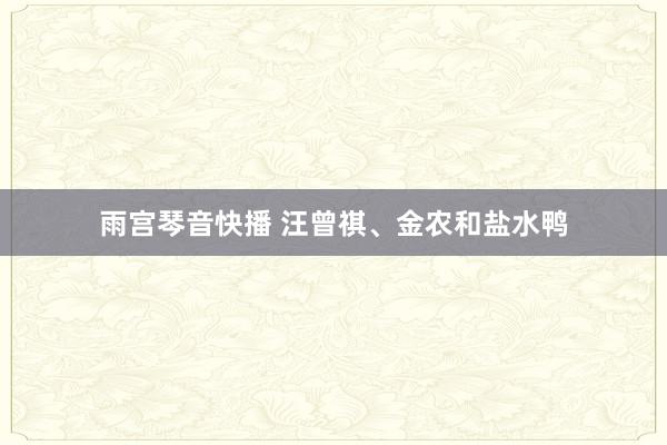 雨宫琴音快播 汪曾祺、金农和盐水鸭