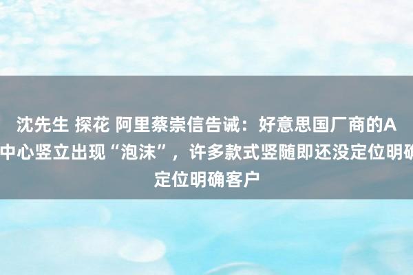 沈先生 探花 阿里蔡崇信告诫：好意思国厂商的AI数据中心竖立出现“泡沫”，许多款式竖随即还没定位明确客户