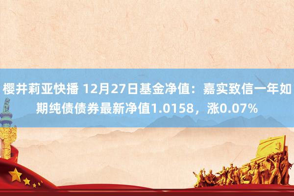樱井莉亚快播 12月27日基金净值：嘉实致信一年如期纯债债券最新净值1.0158，涨0.07%