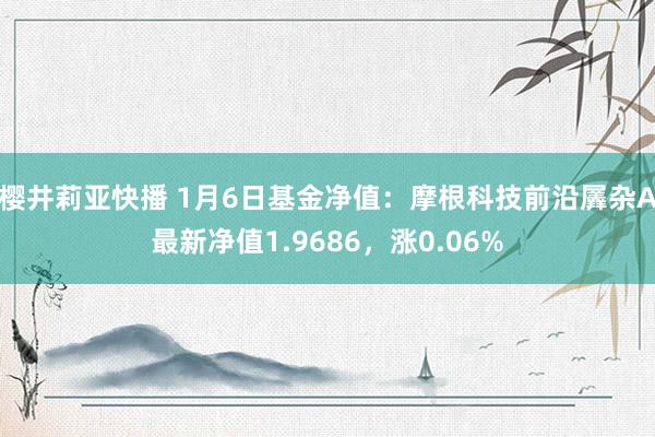 樱井莉亚快播 1月6日基金净值：摩根科技前沿羼杂A最新净值1.9686，涨0.06%