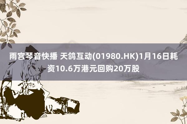 雨宫琴音快播 天鸽互动(01980.HK)1月16日耗资10.6万港元回购20万股