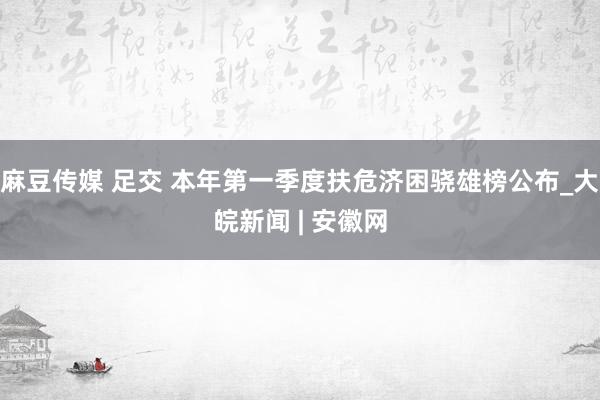 麻豆传媒 足交 本年第一季度扶危济困骁雄榜公布_大皖新闻 | 安徽网