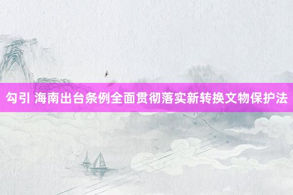 勾引 海南出台条例全面贯彻落实新转换文物保护法