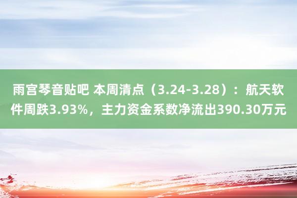雨宫琴音贴吧 本周清点（3.24-3.28）：航天软件周跌3.93%，主力资金系数净流出390.30万元