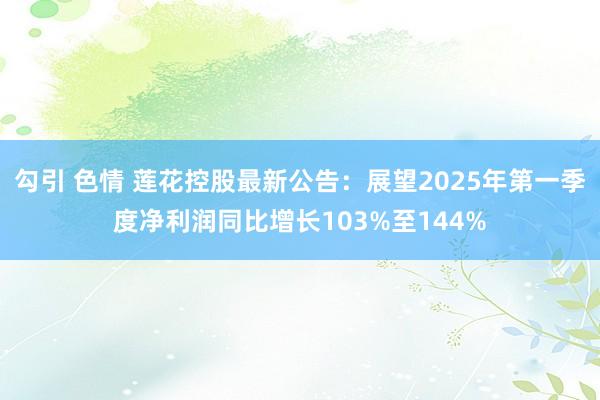 勾引 色情 莲花控股最新公告：展望2025年第一季度净利润同比增长103%至144%