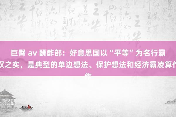 巨臀 av 酬酢部：好意思国以“平等”为名行霸权之实，是典型的单边想法、保护想法和经济霸凌算作