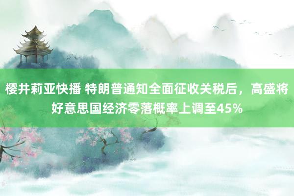 樱井莉亚快播 特朗普通知全面征收关税后，高盛将好意思国经济零落概率上调至45%