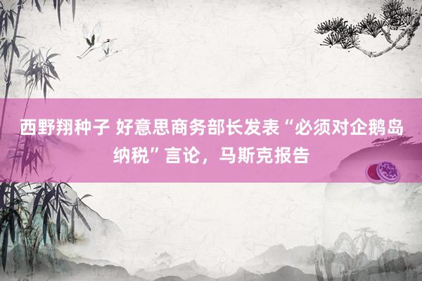 西野翔种子 好意思商务部长发表“必须对企鹅岛纳税”言论，马斯克报告