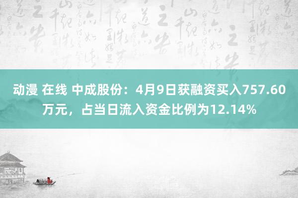 动漫 在线 中成股份：4月9日获融资买入757.60万元，占当日流入资金比例为12.14%