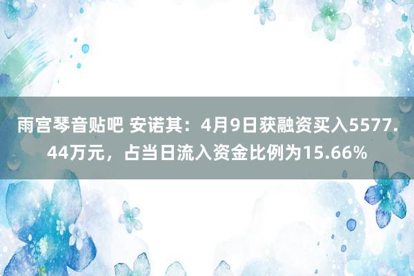 雨宫琴音贴吧 安诺其：4月9日获融资买入5577.44万元，占当日流入资金比例为15.66%