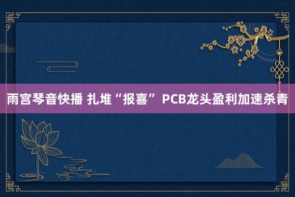 雨宫琴音快播 扎堆“报喜” PCB龙头盈利加速杀青