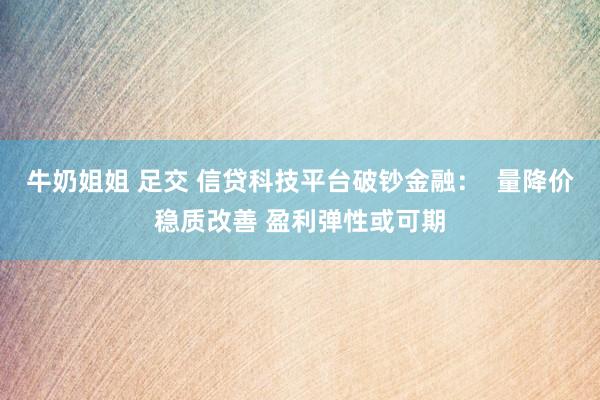 牛奶姐姐 足交 信贷科技平台破钞金融：  量降价稳质改善 盈利弹性或可期