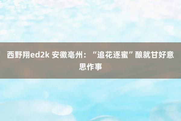 西野翔ed2k 安徽亳州：“追花逐蜜”酿就甘好意思作事