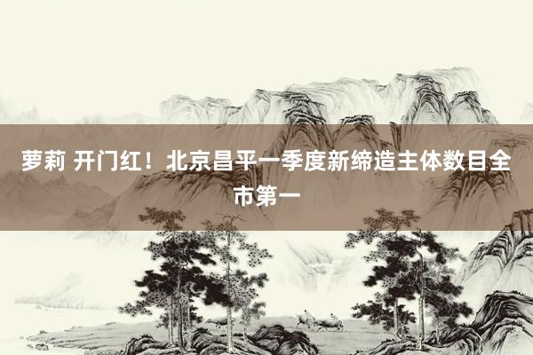 萝莉 开门红！北京昌平一季度新缔造主体数目全市第一