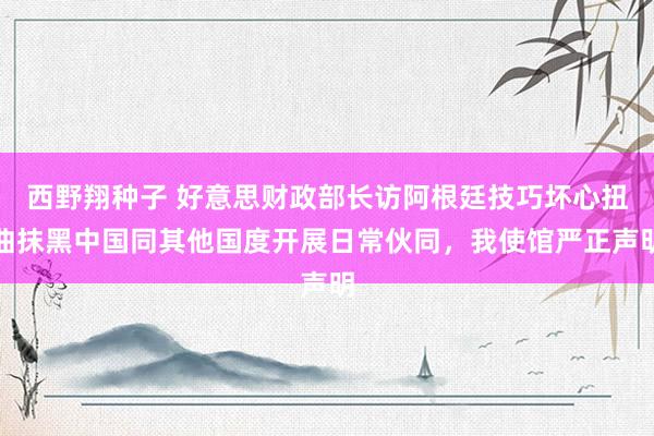 西野翔种子 好意思财政部长访阿根廷技巧坏心扭曲抹黑中国同其他国度开展日常伙同，我使馆严正声明