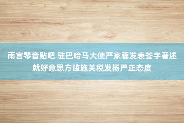 雨宫琴音贴吧 驻巴哈马大使严家蓉发表签字著述就好意思方滥施关税发扬严正态度
