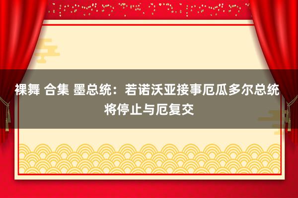 裸舞 合集 墨总统：若诺沃亚接事厄瓜多尔总统 将停止与厄复交