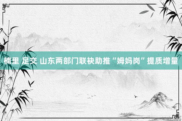 楠里 足交 山东两部门联袂助推“姆妈岗”提质增量