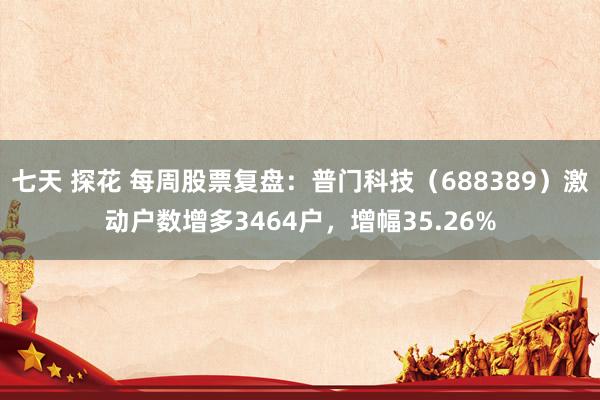 七天 探花 每周股票复盘：普门科技（688389）激动户数增多3464户，增幅35.26%