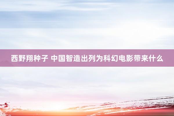 西野翔种子 中国智造出列为科幻电影带来什么