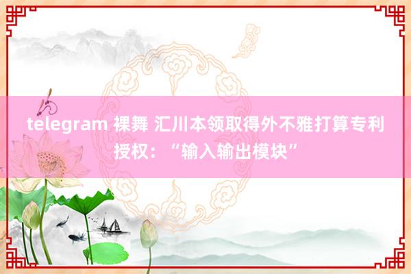 telegram 裸舞 汇川本领取得外不雅打算专利授权：“输入输出模块”