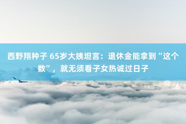 西野翔种子 65岁大姨坦言：退休金能拿到“这个数”，就无须看子女热诚过日子