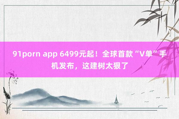 91porn app 6499元起！全球首款“V单”手机发布，这建树太狠了
