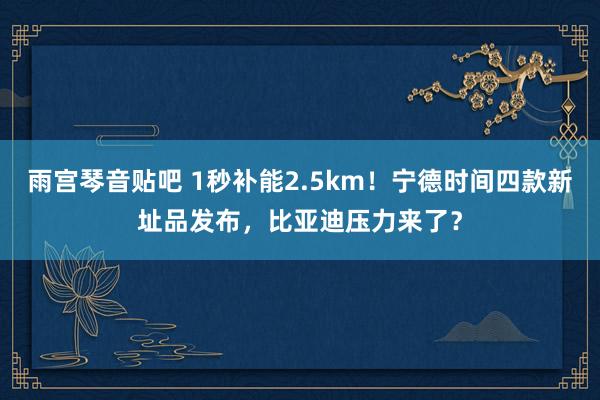 雨宫琴音贴吧 1秒补能2.5km！宁德时间四款新址品发布，比亚迪压力来了？