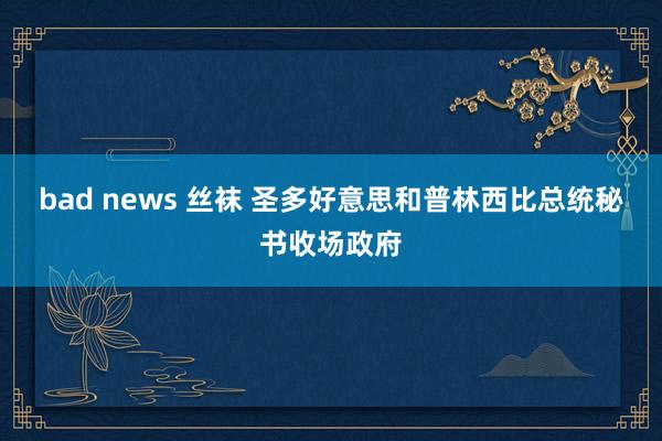 bad news 丝袜 圣多好意思和普林西比总统秘书收场政府