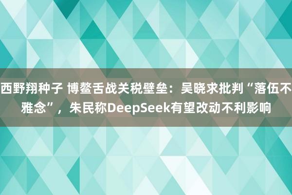 西野翔种子 博鳌舌战关税壁垒：吴晓求批判“落伍不雅念”，朱民称DeepSeek有望改动不利影响