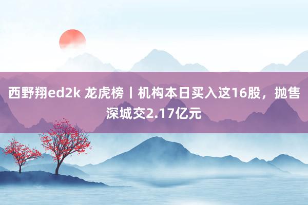 西野翔ed2k 龙虎榜丨机构本日买入这16股，抛售深城交2.17亿元