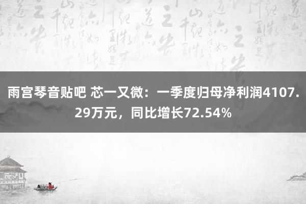 雨宫琴音贴吧 芯一又微：一季度归母净利润4107.29万元，同比增长72.54%